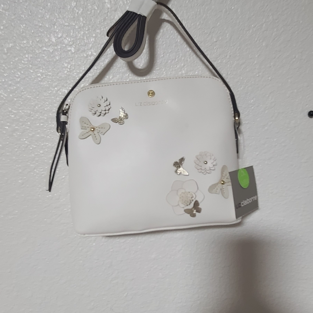 Liz Claiborne White Crossbody Bag with Floral Accents